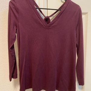Loft Burgundy/Garnet/Maroon tie back 3/4 sleeve top